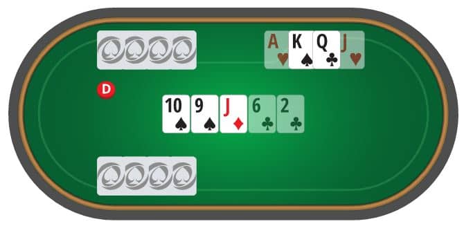 Comparison graphic showing two cards for Texas Hold'em and four cards for PLO.