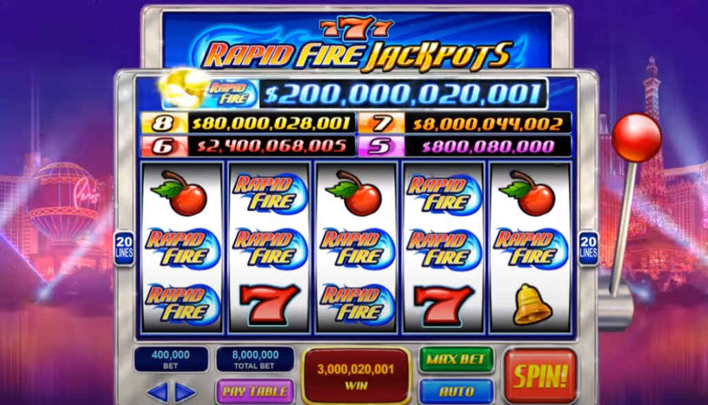 Rapid Fire Facebook slot game with classic symbols.