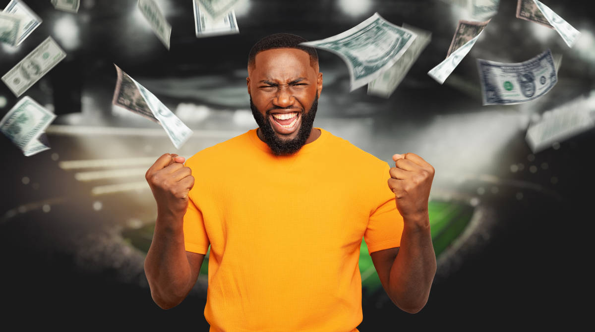 A promotional banner showing bonuses for sports betting.