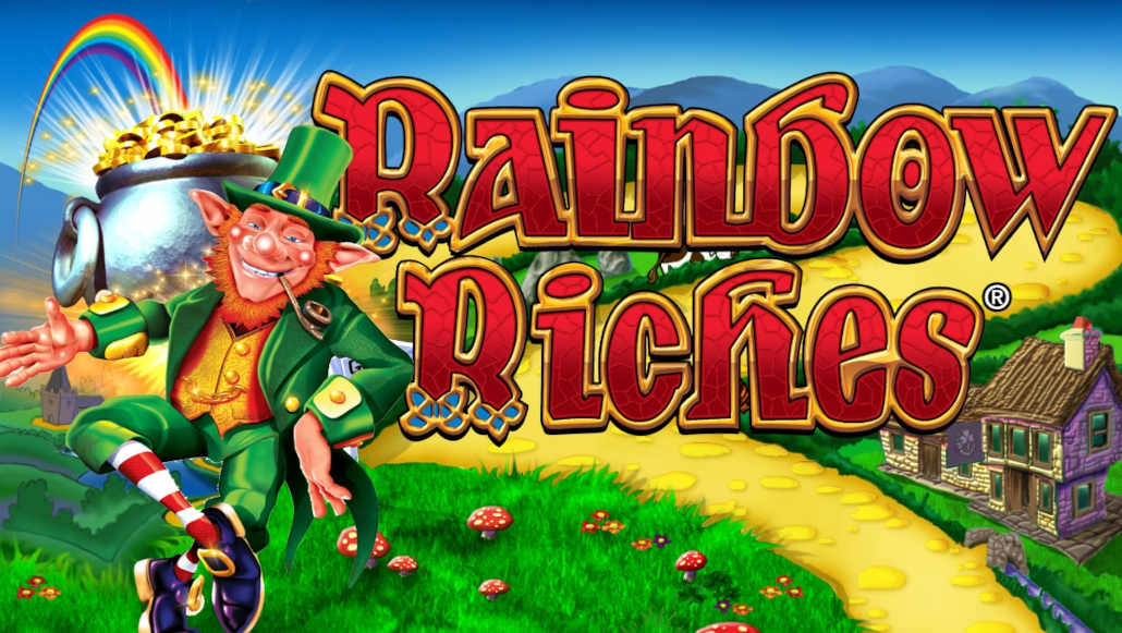 A promotional image for the Rainbow Riches slot game.