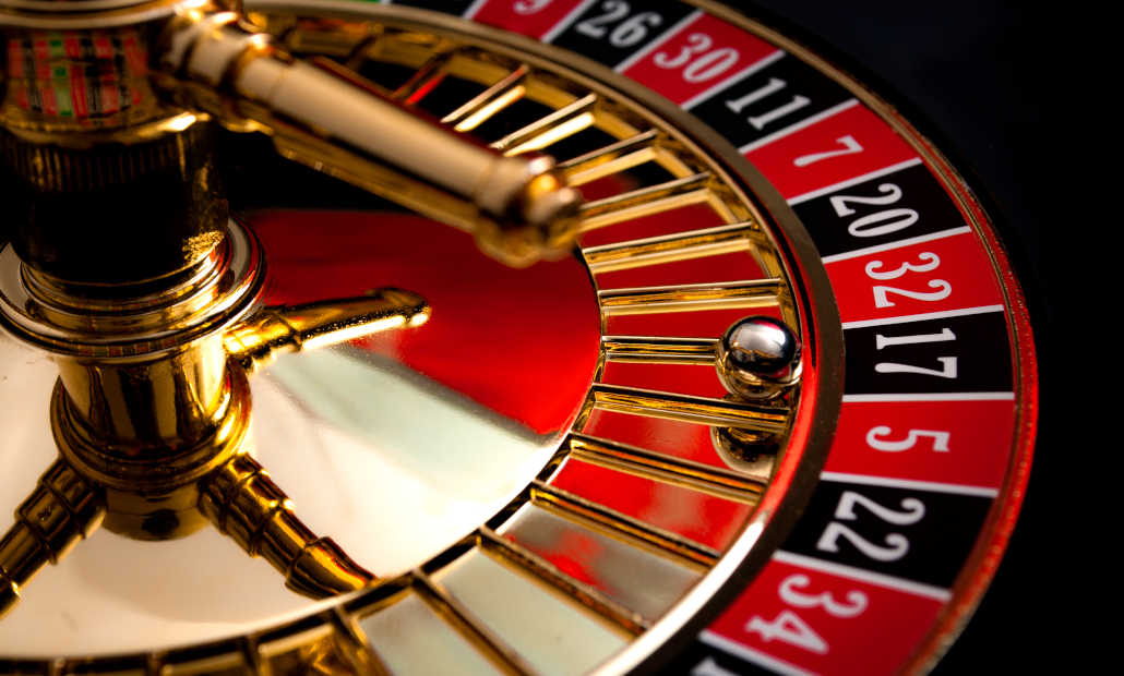 A roulette wheel showing different numbers and colors.