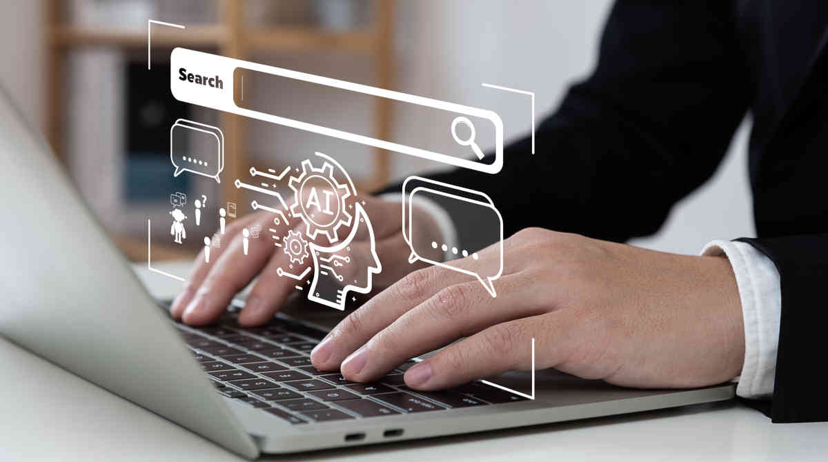 A futuristic concept image of a casino slot machine with AI elements.