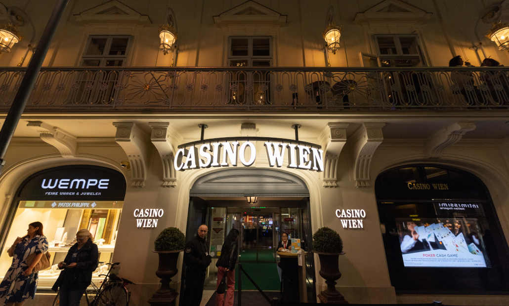 Interior of Casino Wien showing gaming tables and elegant decor