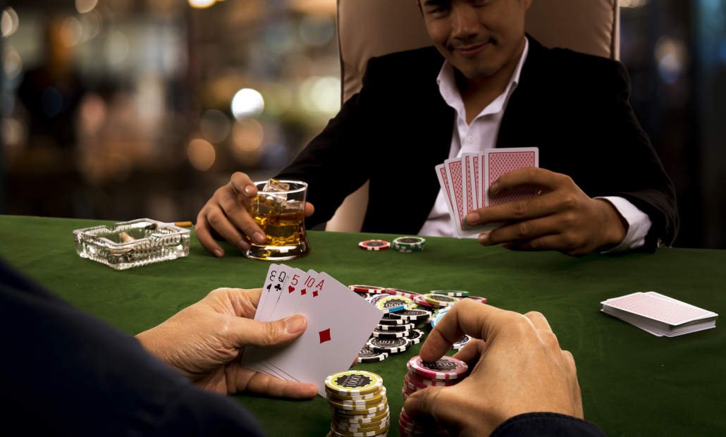 Player pushing a large stack of chips all-in