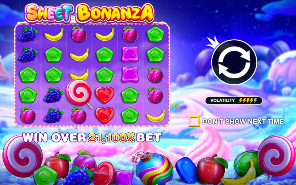 The colorful candy-themed grid of Sweet Bonanza.