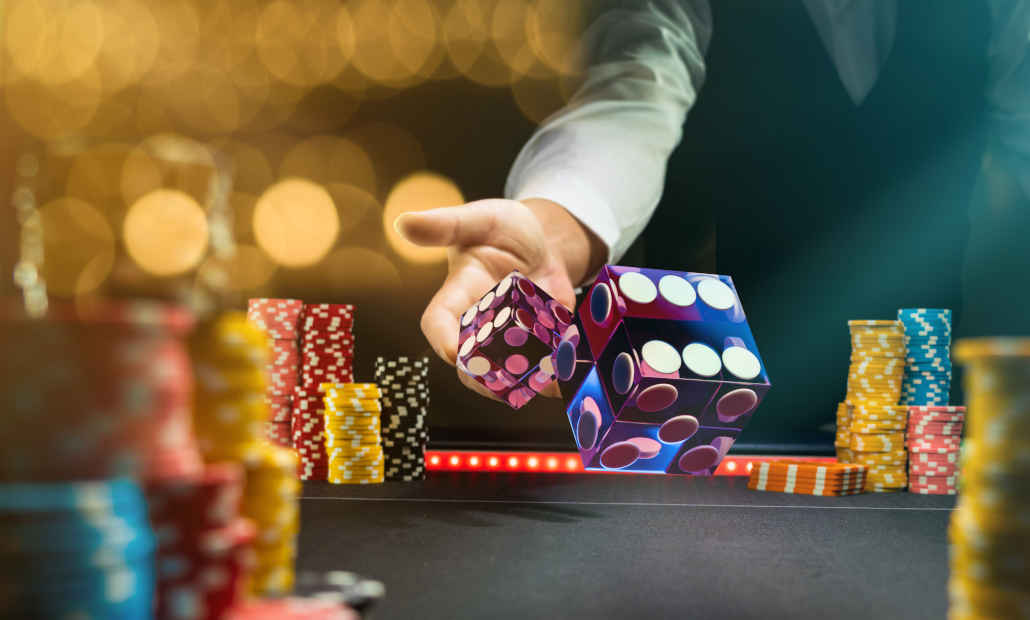 A historical depiction of people playing a dice game.