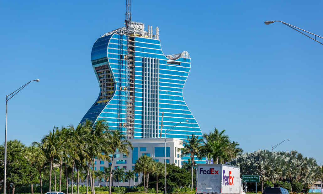 The iconic Guitar Hotel at the Seminole Hard Rock in Florida