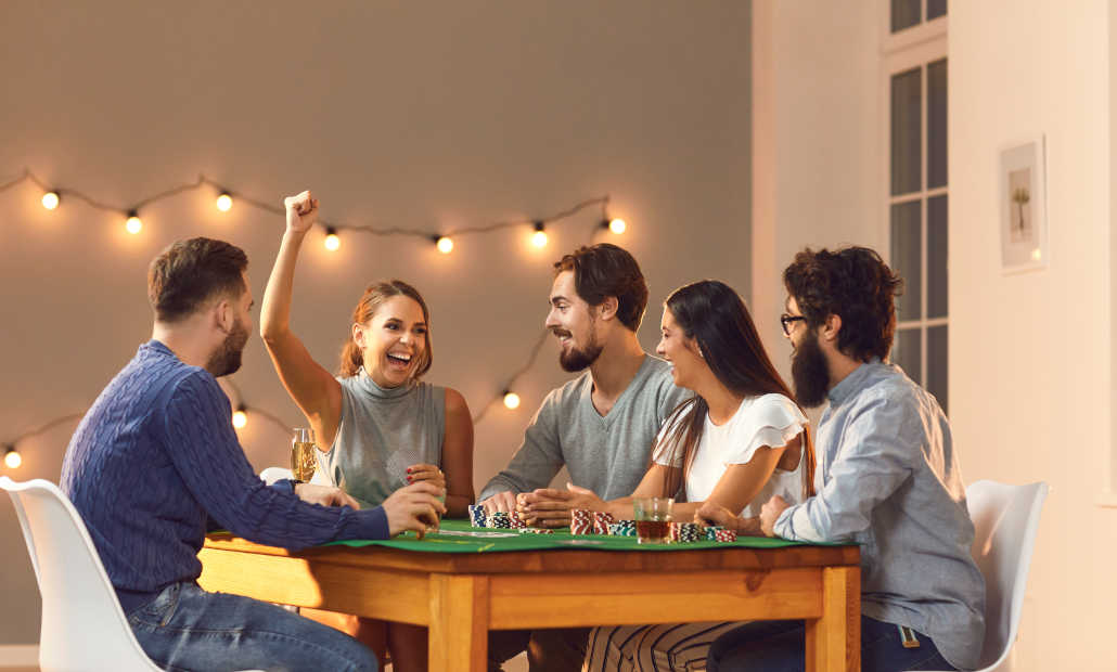 A hand of cards displayed for a game of Irish Poker.
