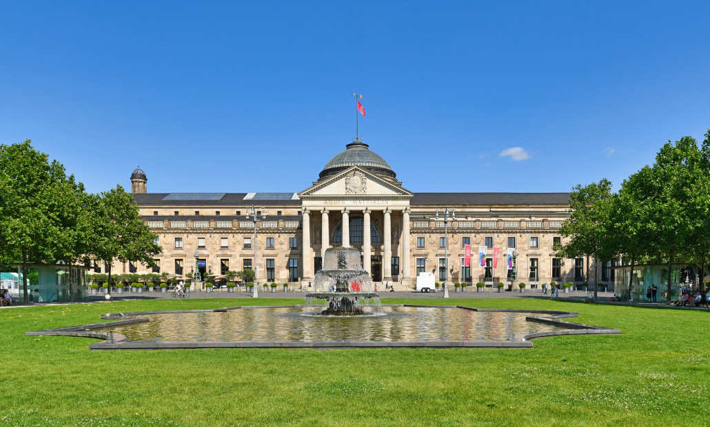 The elegant and classical facade of the Kurhaus in Baden-Baden
