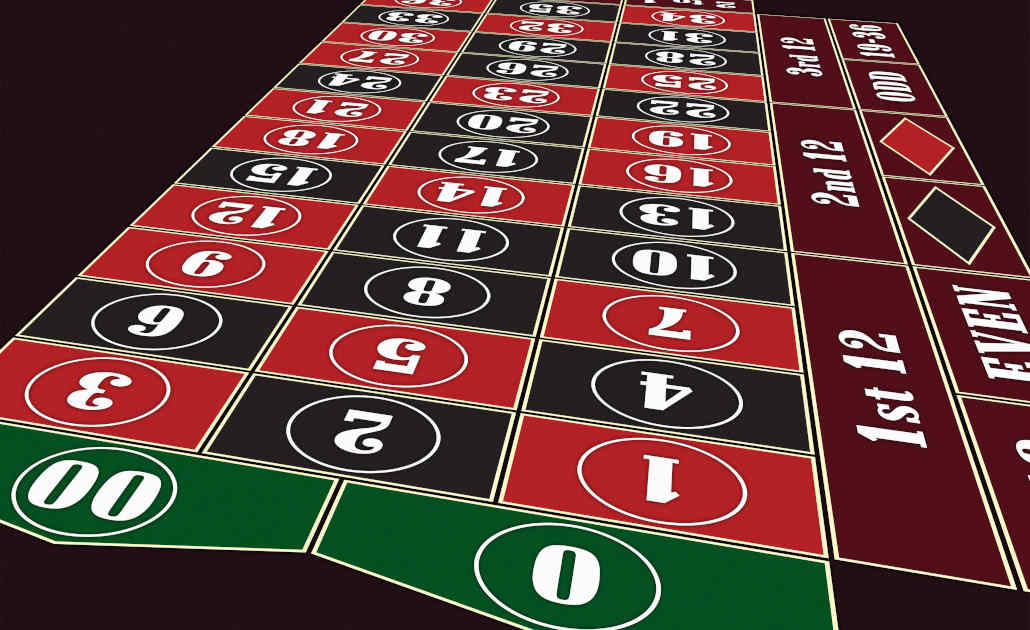 Casino chips and dice on a table representing a betting system.