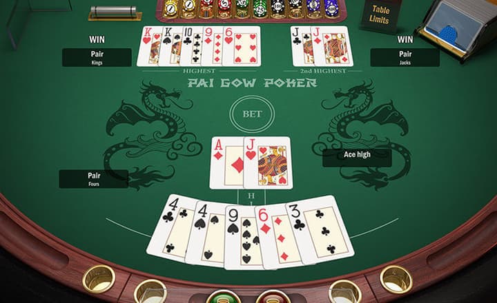 A casino table layout for Pai Gow Poker showing betting spots.