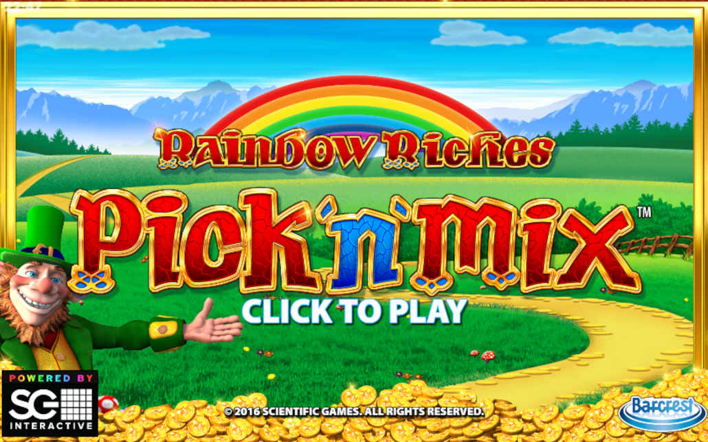 The game interface for Rainbow Riches Pick and Mix slot.