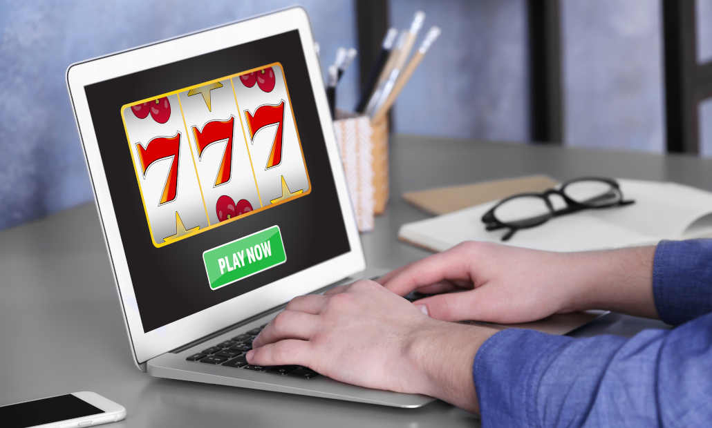 Close-up of a slot machine reel showing a jackpot symbol