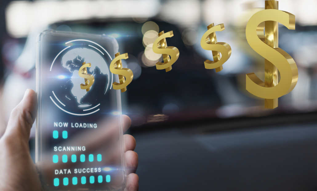 A person using a laptop with the Trustly logo and casino chips on the screen