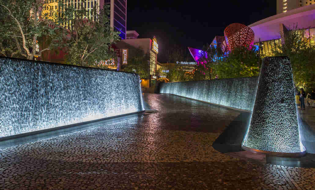 A decorative water feature in Las Vegas.
