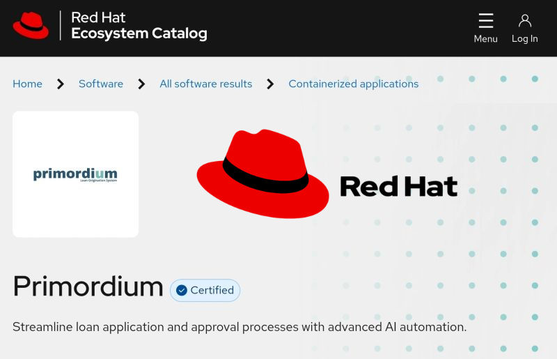 Primordium Officially Certified by Red Hat: A Milestone in AI-Powered Digital Lending Innovation