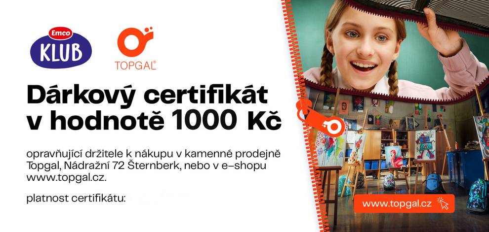 EMCO slevový kupón 1000 Kč na Topgal