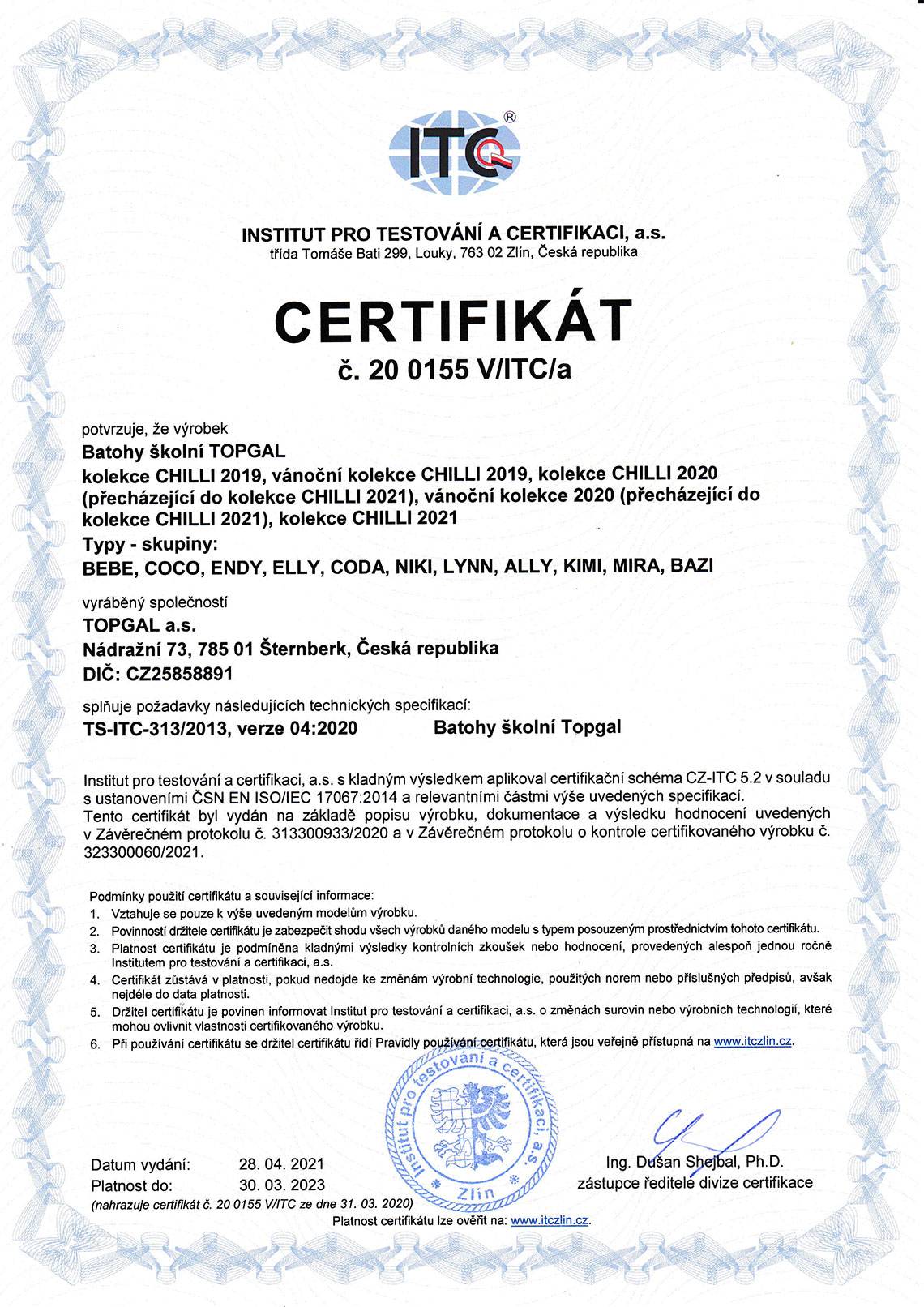 Topgal - ITC Certifikát 2021