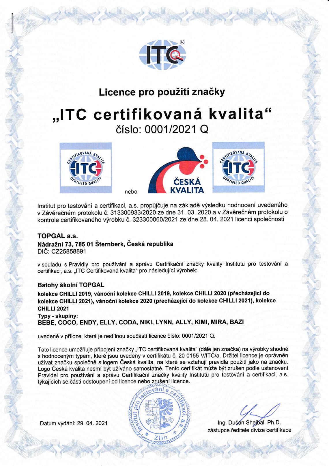 Topgal - ITC Licence 2021 - strana 1