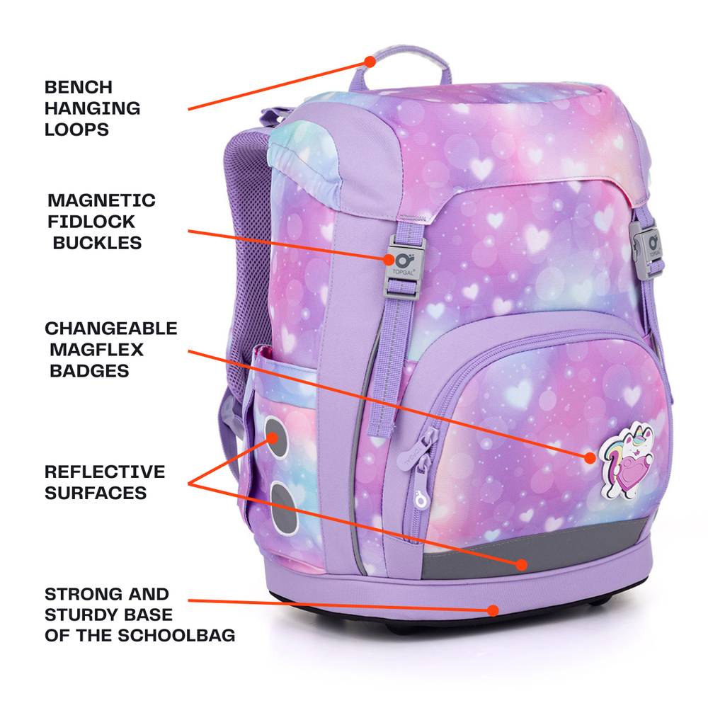 KIRA schoolbag front infographics