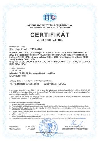 ITC Česká kvalita - certifikát