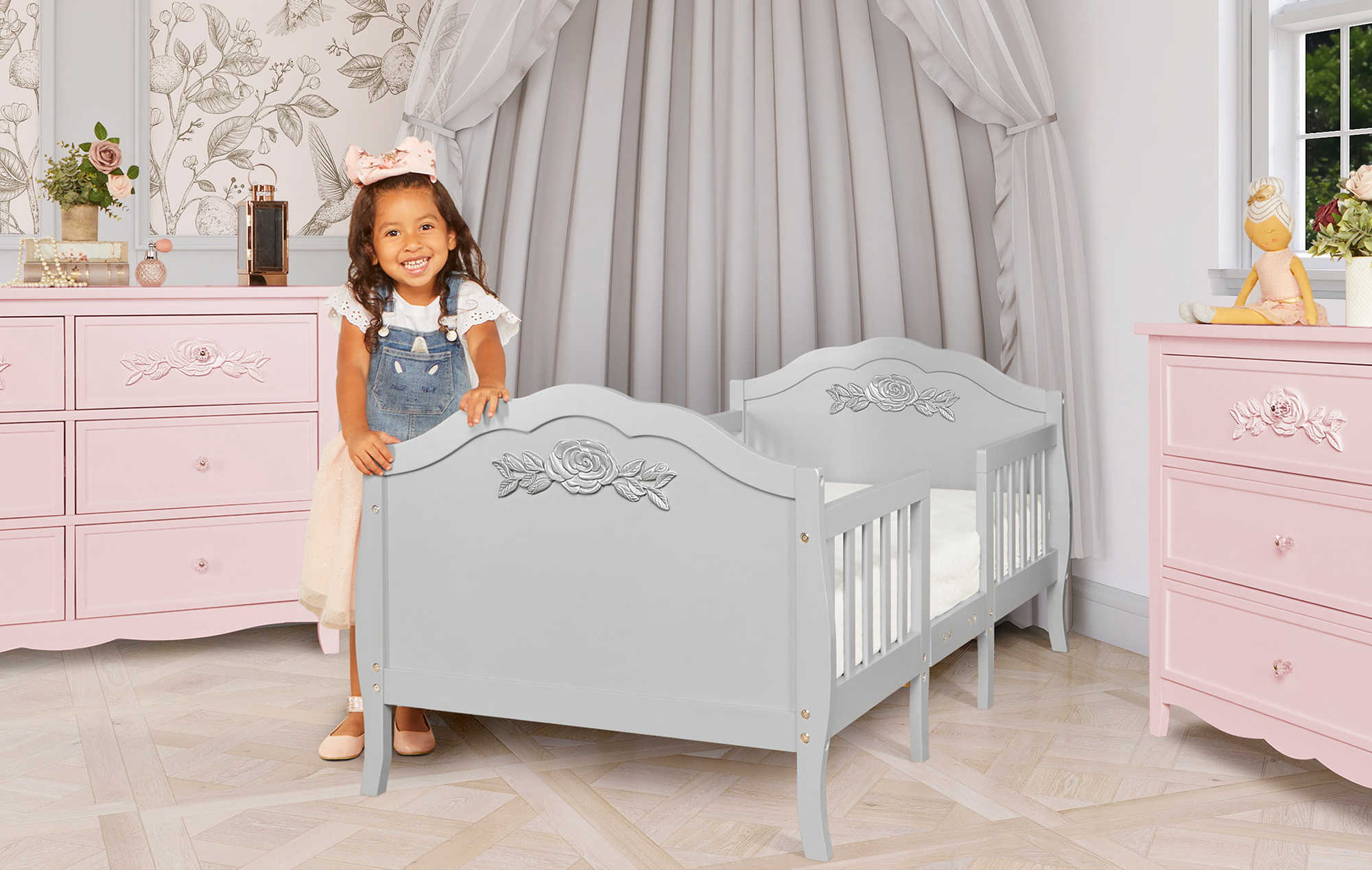 BDW - Lettino per bambini con materasso e cassettone, 140/160/180/190  diverse varianti, per bambine, rosa (principessa con lucchetto, 190 x 90) :  : Prima infanzia