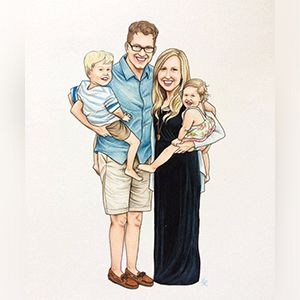 Custom Family Portrait- Birthday Gift For Wife