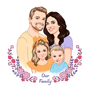  Custom Family Portrait- Birthday Gift For Husband