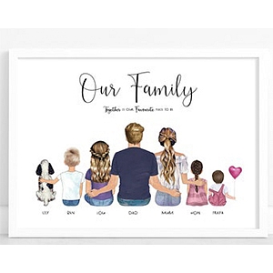 Personalised Family Portrait- Best Birthday Gift For Mother