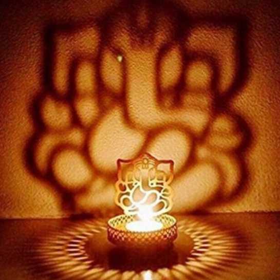 Metal shadow Ganesh tealight candle holder - Ganesh Chaturthi gifting ideas