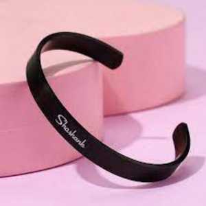 Customised Matte Black Cuff Bracelet - valentine gifts