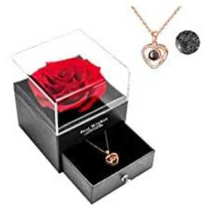 Red Rose with Necklace - happy rose day gifts