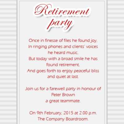 retirement party invitation wording samples