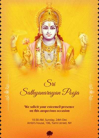 Unique Satyanarayan Pooja Invitation Message for WhatsApp.tring