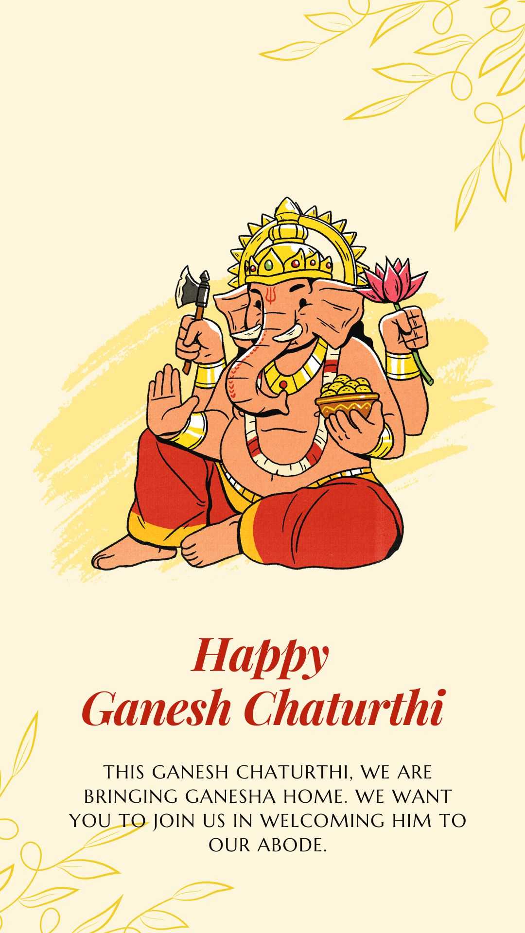 Lord Ganpati Invitation Message 2023 with Cards for Fiends & Family