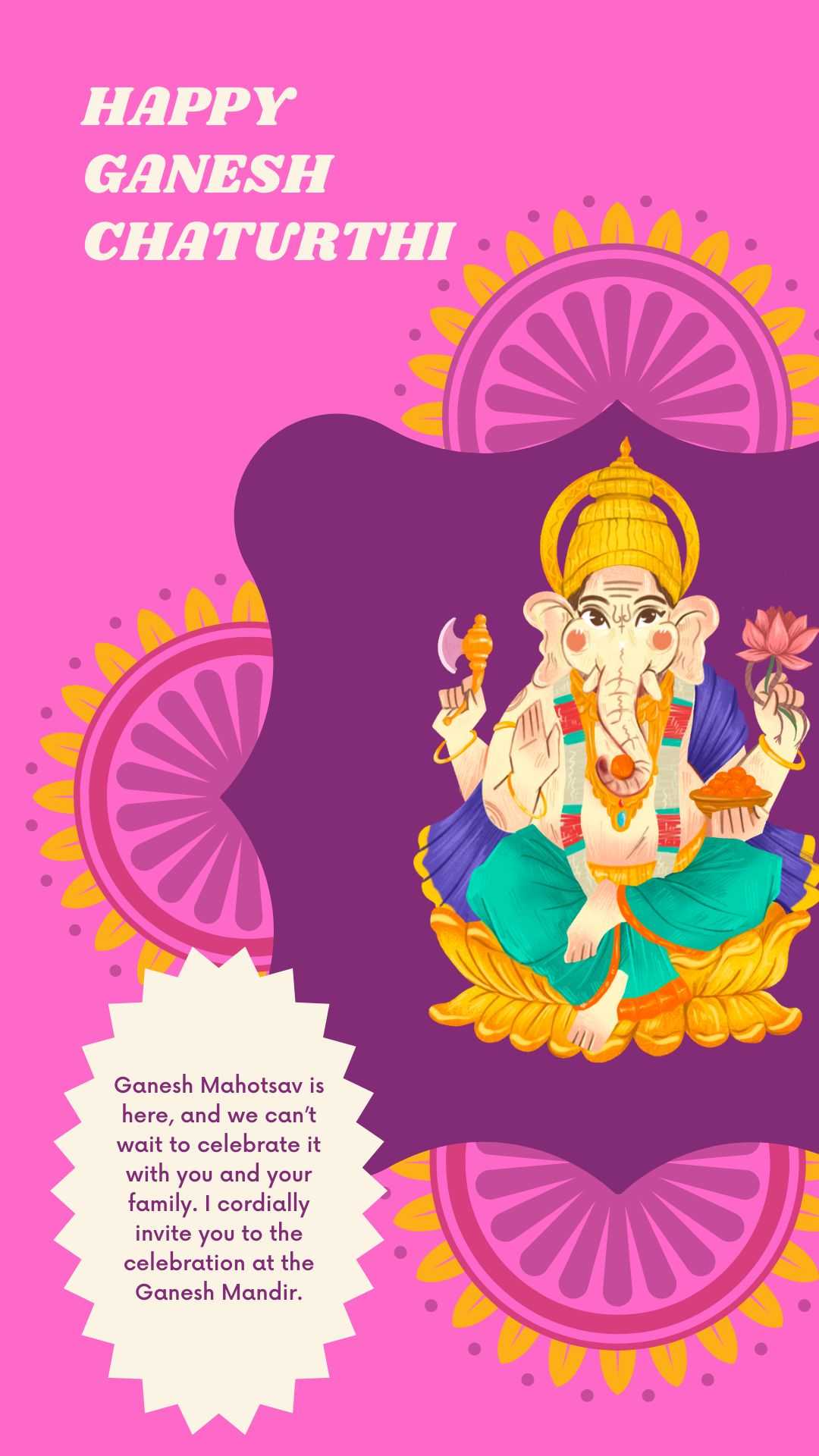 Ganesh Chaturthi Invitation Card Template | PosterMyWall