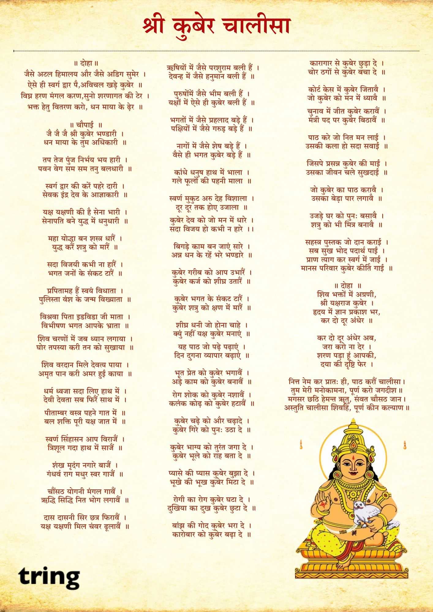 Kuber Chalisa In Image Format