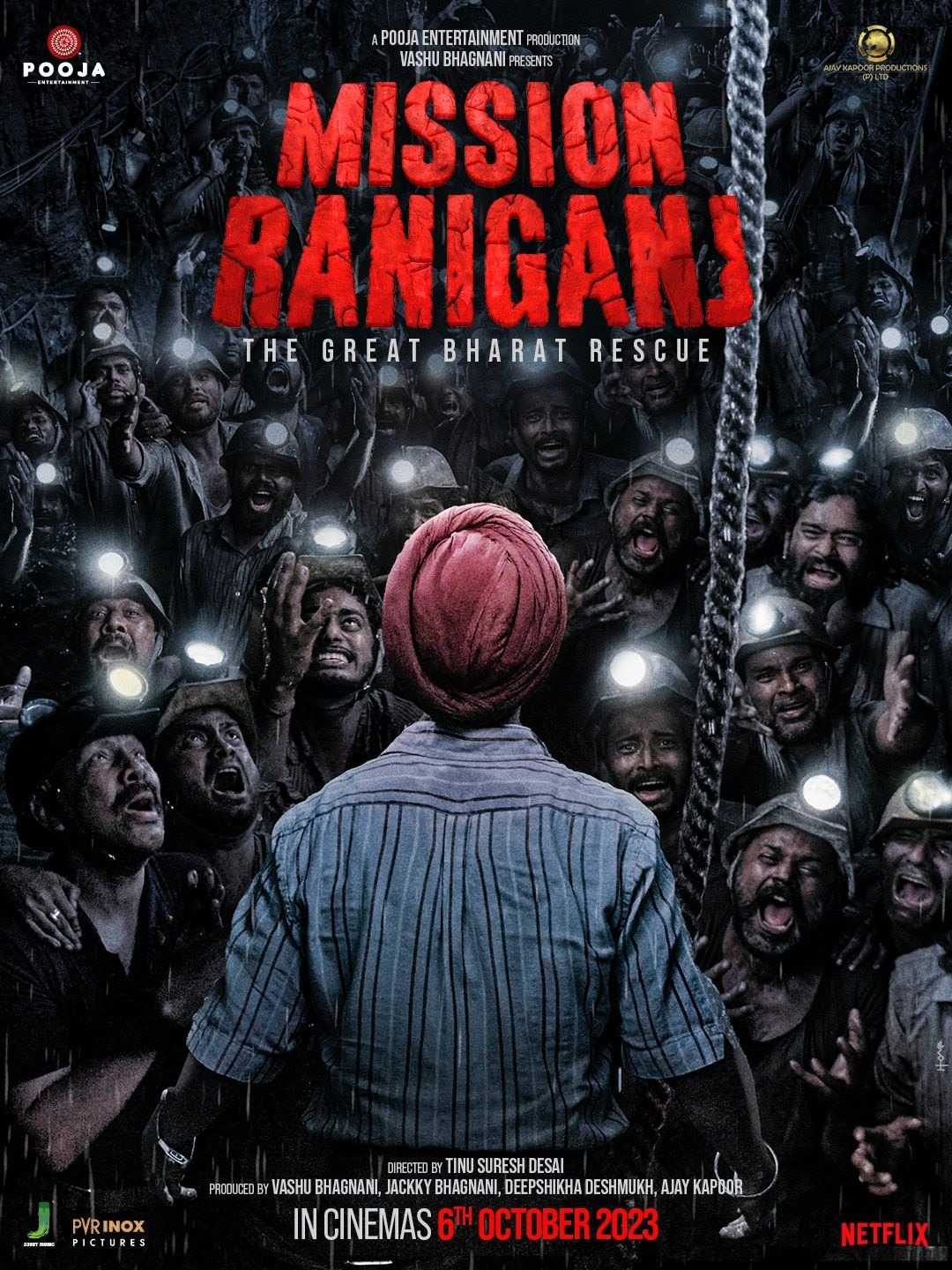 Mission Raniganj poster featuring Akshay Kumar as Jaswant Singh Gill