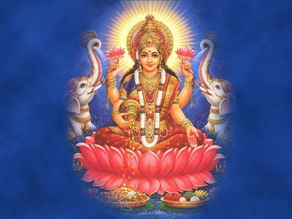 Goddess lakshmi and elephants