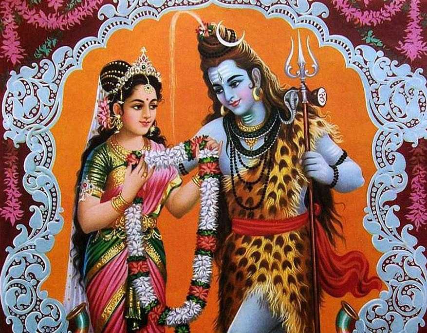 Goddess Parvati and God Shiva getting married