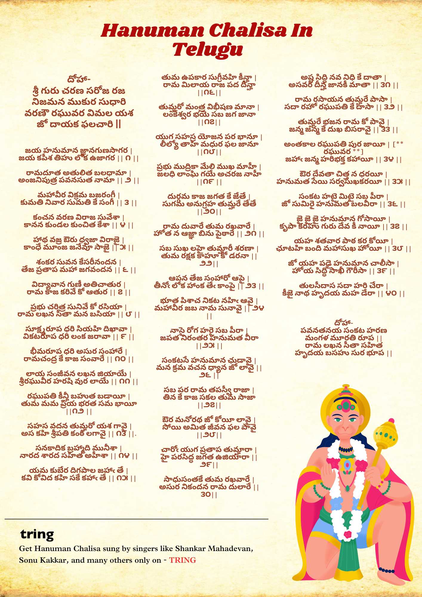 Hanuman Chalisa Images In Telugu