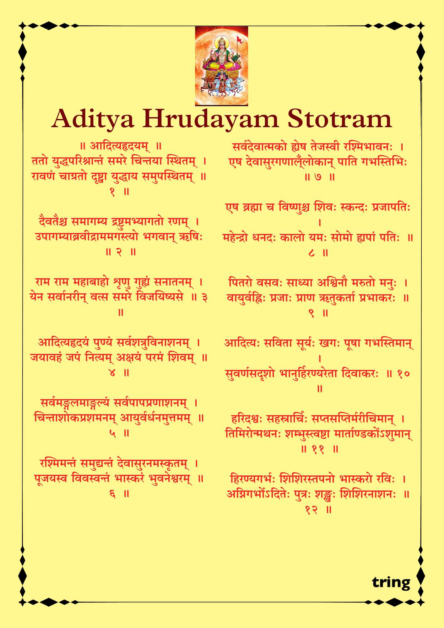 Aditya Hrudayam Stotram Images