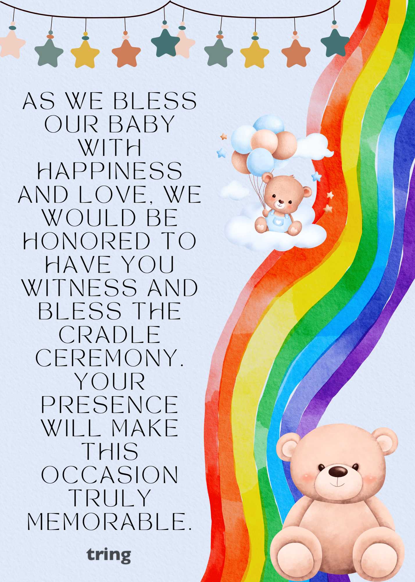 Rainbow Cradle Ceremony Invitation Card