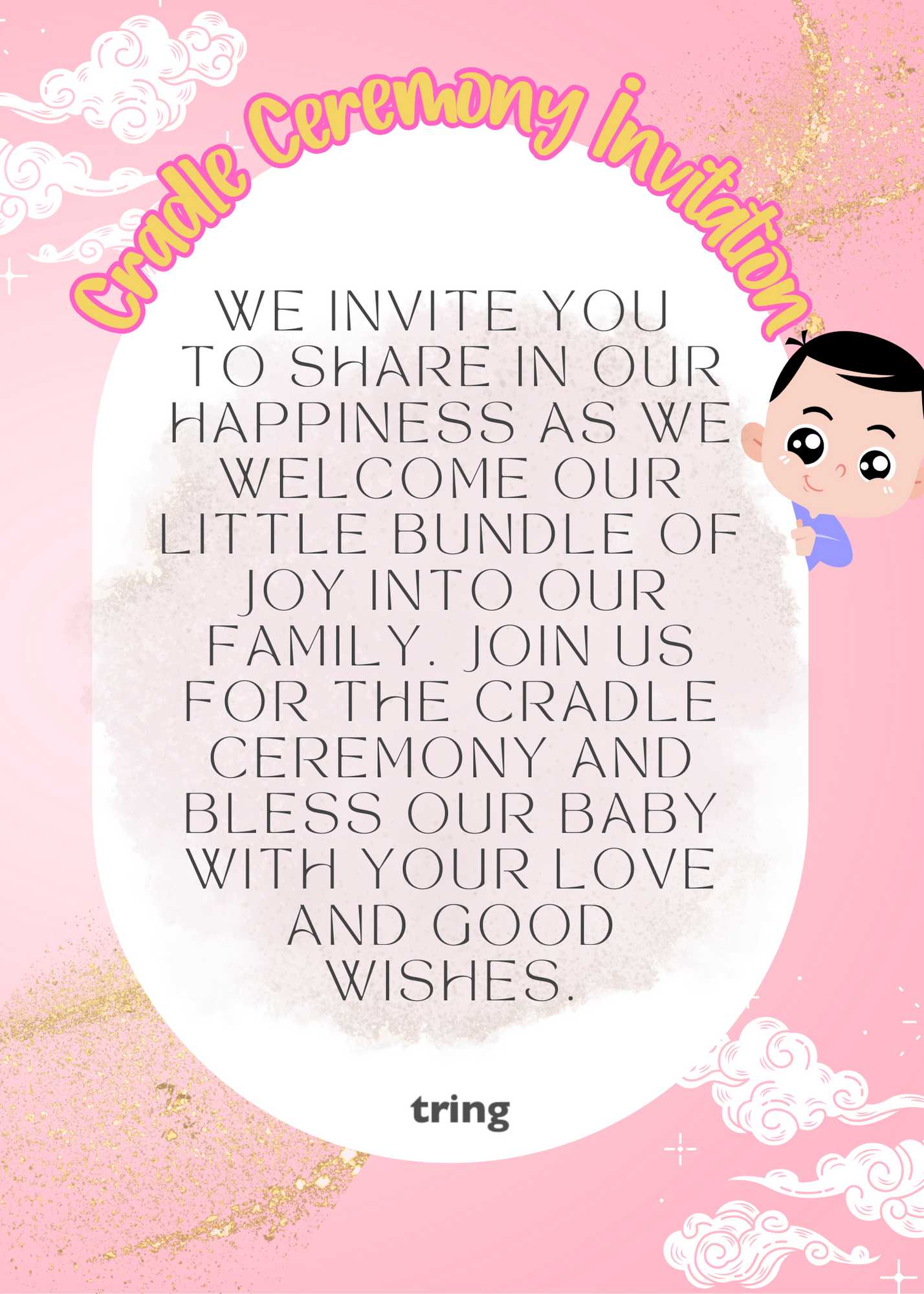 Pink Cradle Ceremony Invitation Card