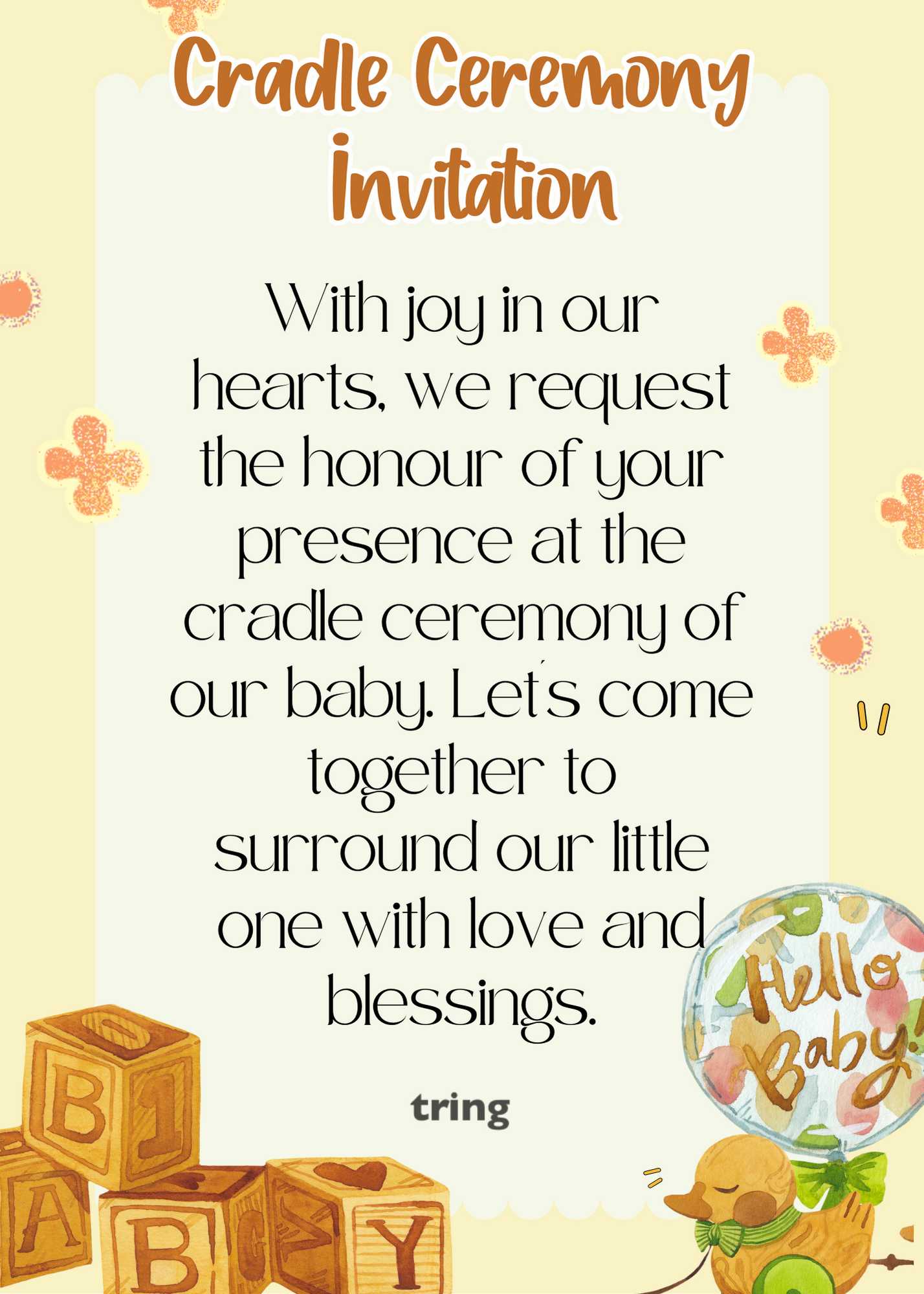 Yellow Cradle Ceremony Invitation Card