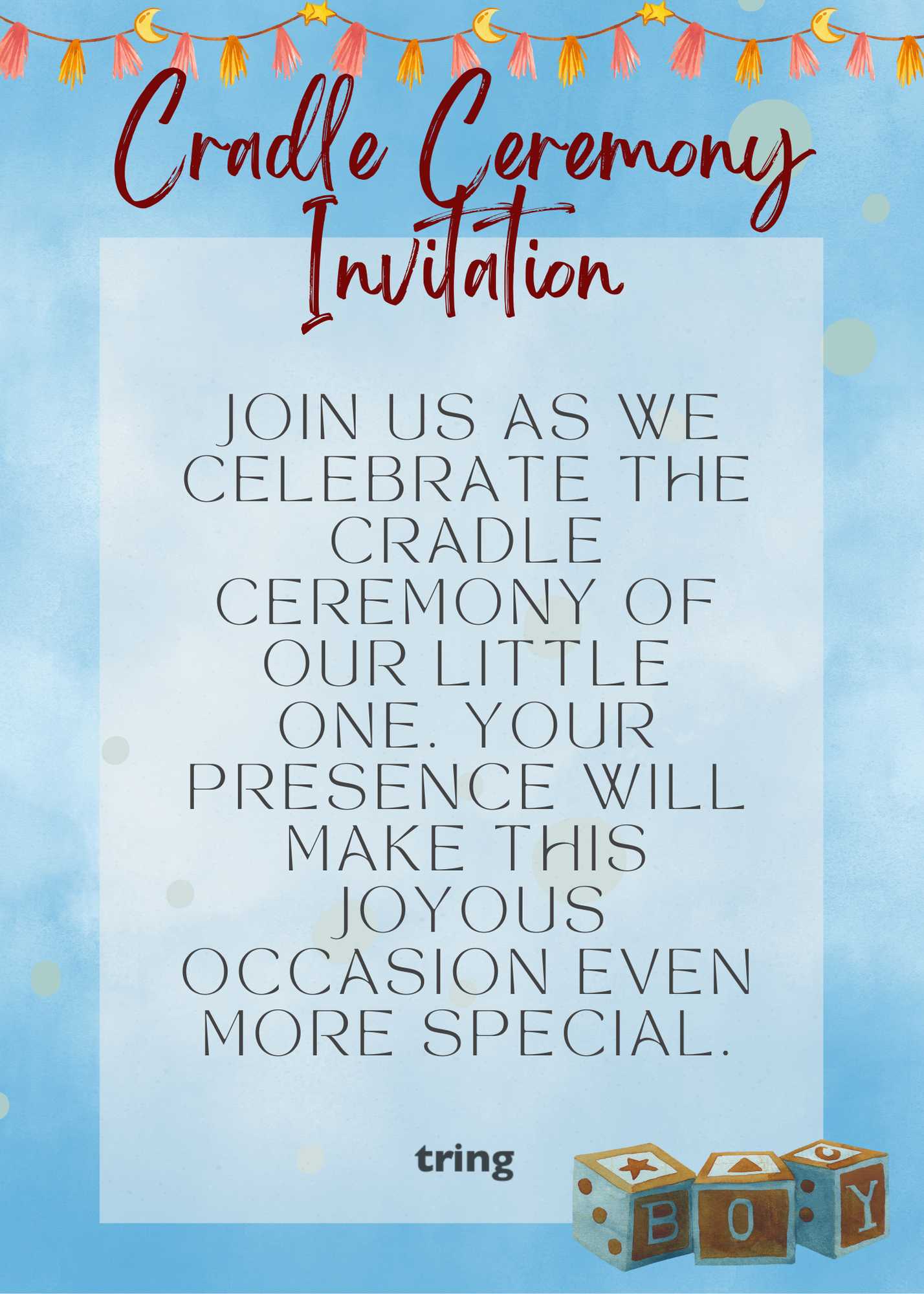 Blue Cradle Ceremony Invitation Card