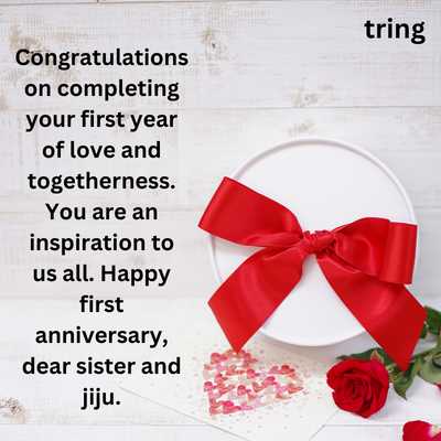 1st Wedding Anniversary Wishes for Sister and Jiju