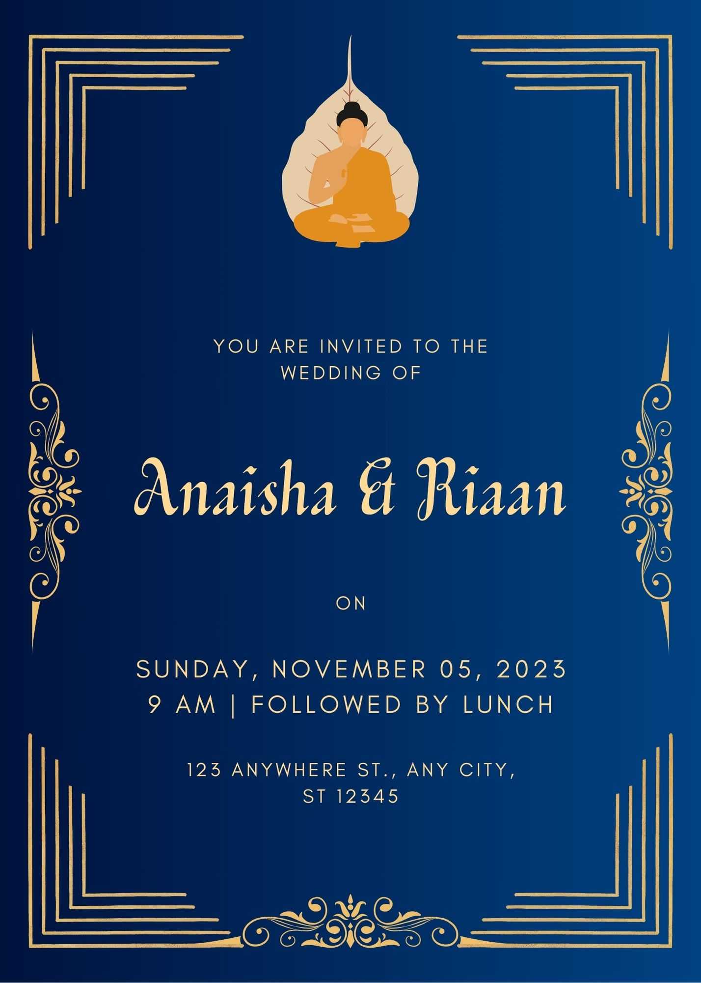 Buddhist Wedding Card Templates