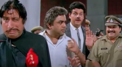 Shakti Kapoor, Shehzad Khan, and Tiku Talsania in Andaz Apna Apna