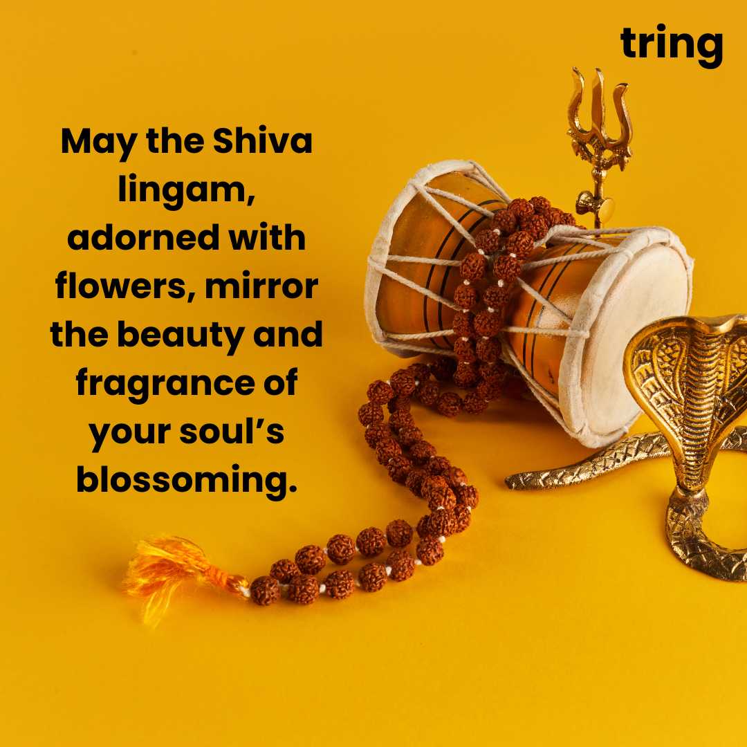 Shiva lingam adorned with flowers on